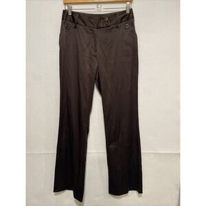 Harve Benard Women's 4 Y2K Brown Satiny Decorative Button Front Dress‎ Pants